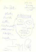 Iggy Pop handwritten Note and self portrait 1993