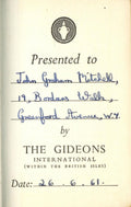 Mitch Mitchell’s 1961 Childhood Gideons Bible