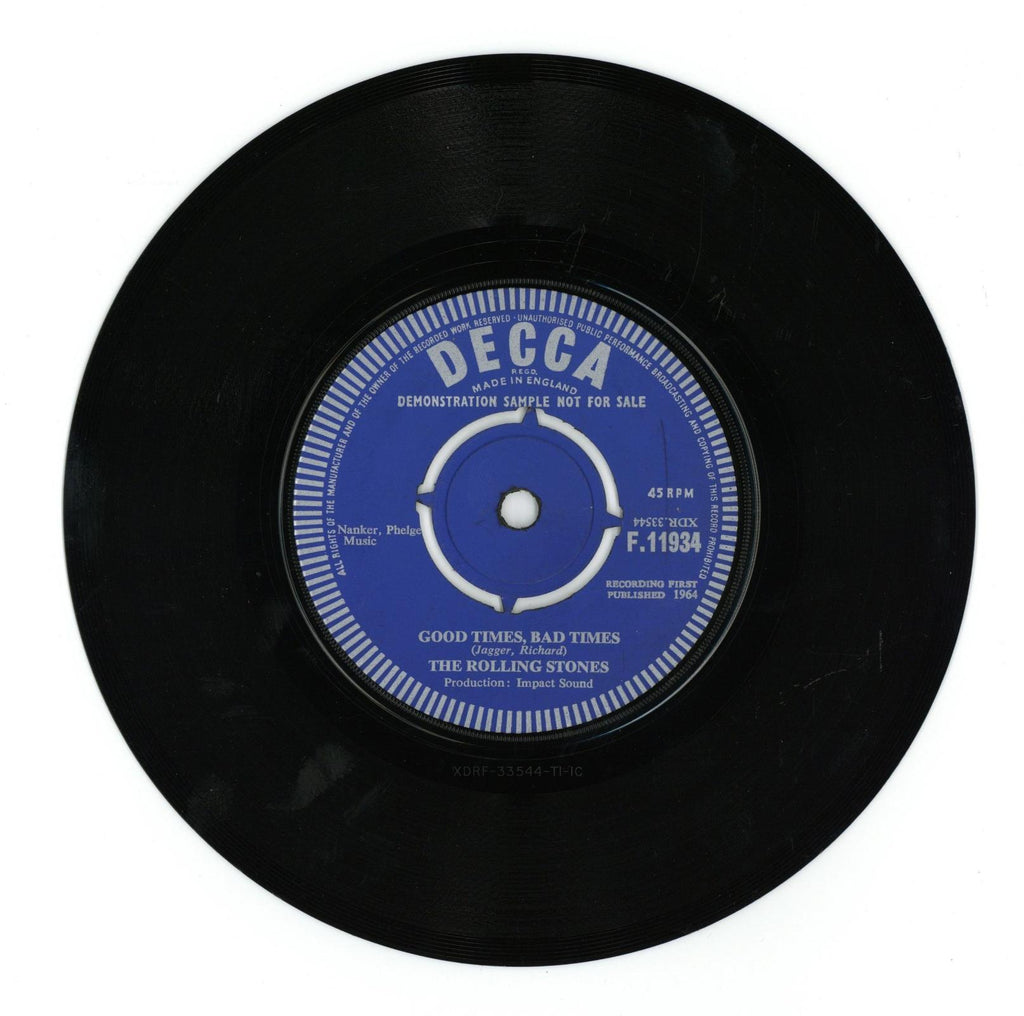 The Rolling Stones “Good Times, Bad Times” 7-Inch Demonstration Record