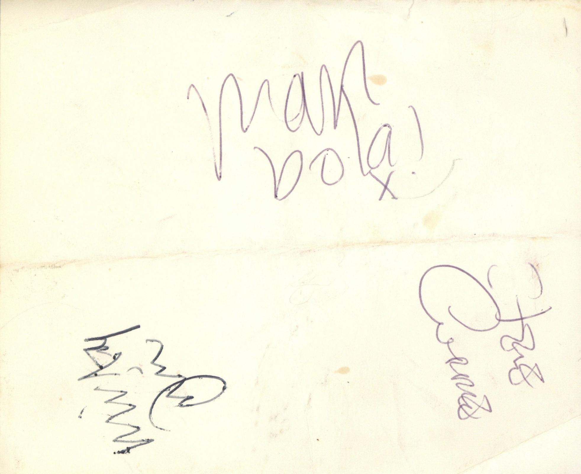 T-Rex Top of the Pops Autographs 1971