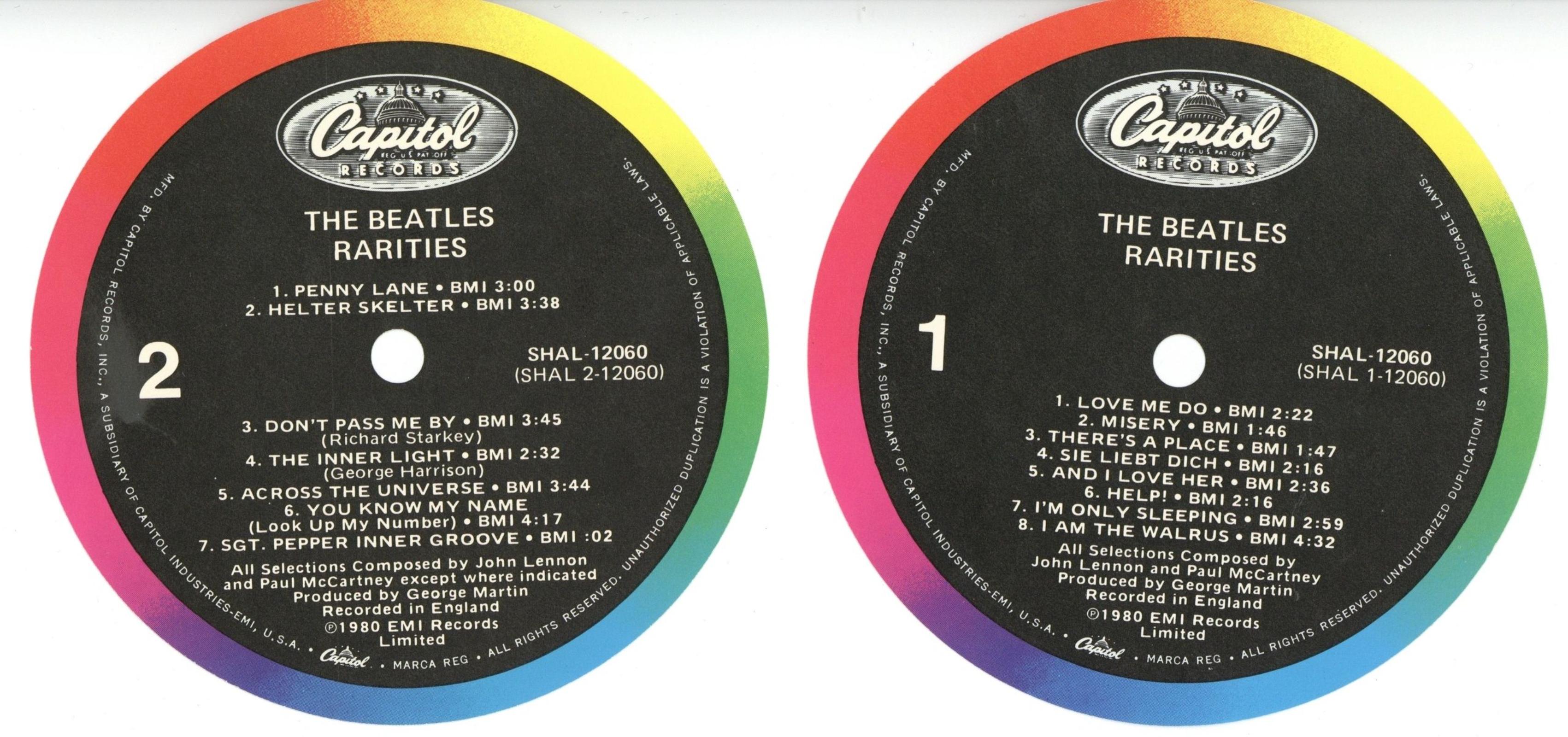The Beatles “Rarities” Capitol Records record centres