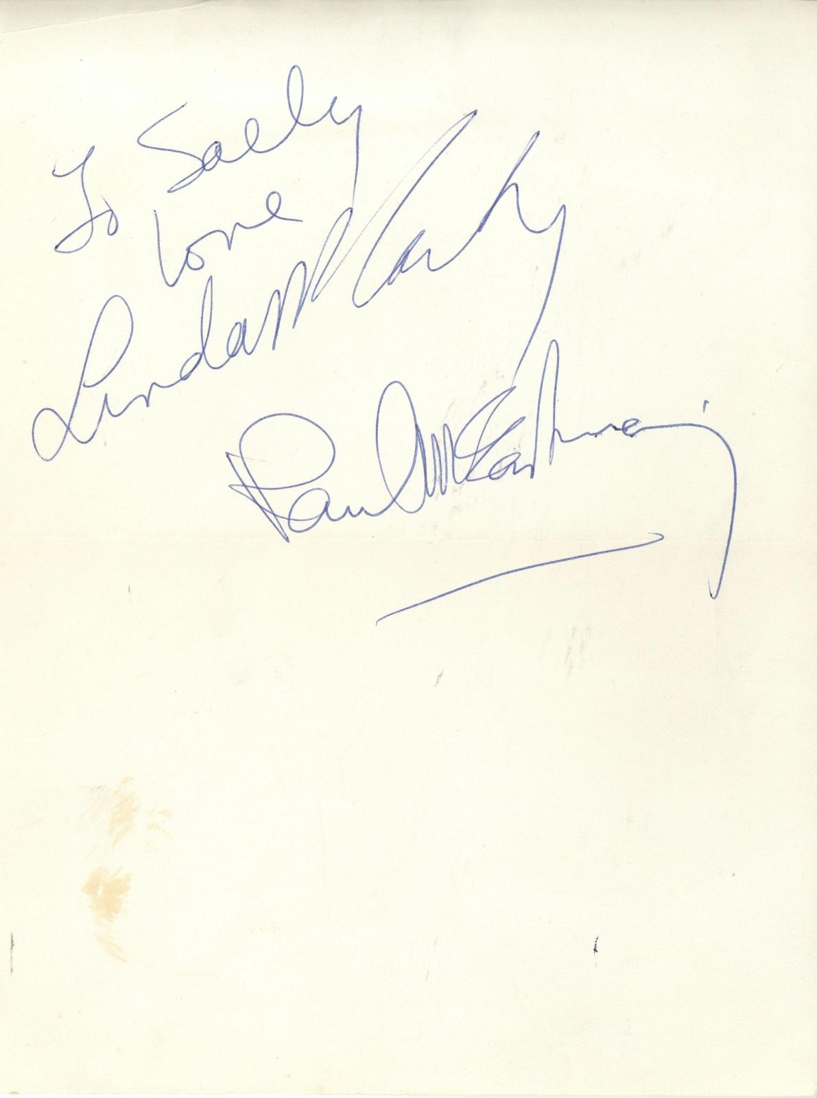 Paul and Linda McCartney autographs 1978