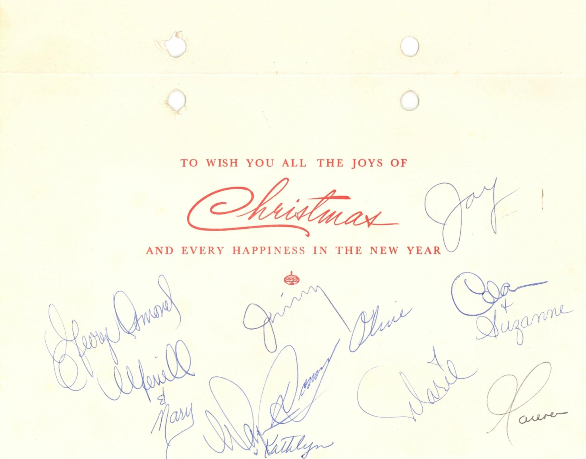 The Osmonds signed Christmas card 1976