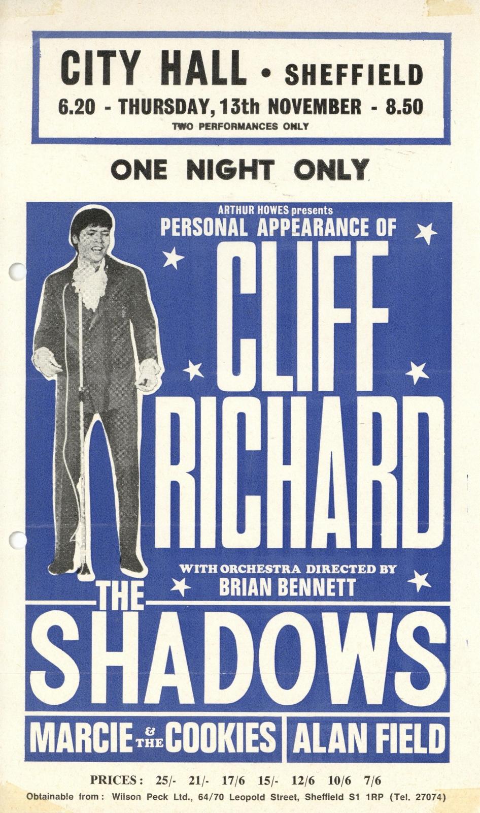 Cliff Richard Sheffield City Hall Handbill 1969