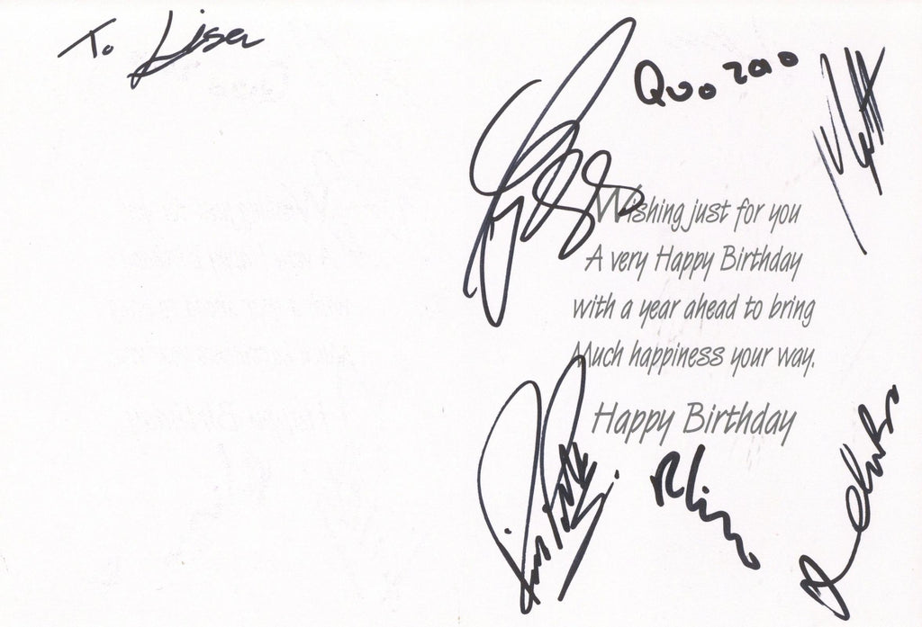 Status Quo signed birthday card