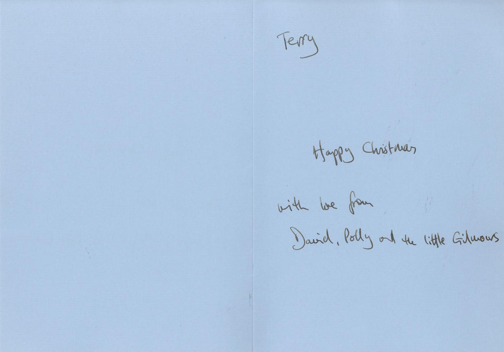 David Gilmour handwritten  Christmas Card