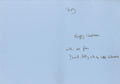 David Gilmour handwritten  Christmas Card