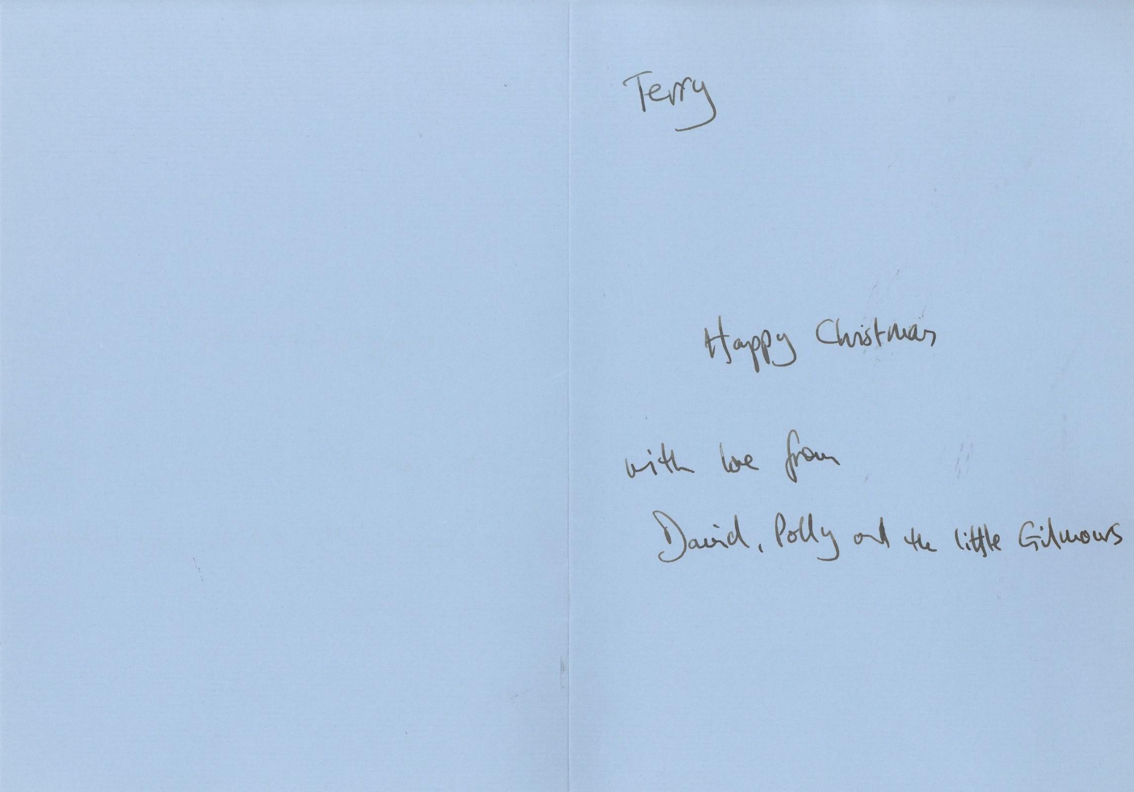 David Gilmour handwritten  Christmas Card