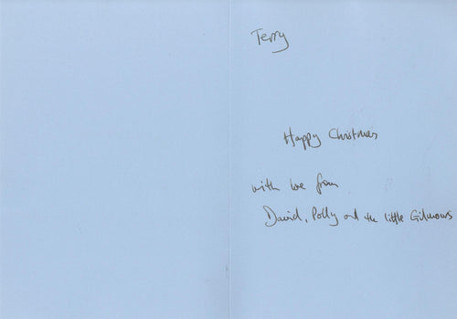 David Gilmour handwritten  Christmas Card