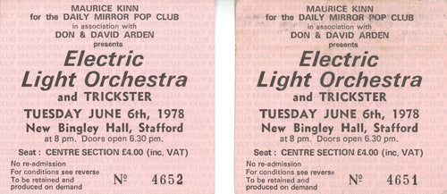 Electric Light Orchestra ticket stubs 1978
