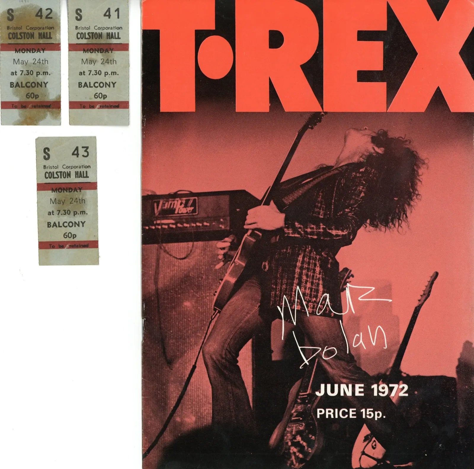 T.Rex UK Tour concert programme and ticket stubs 1972