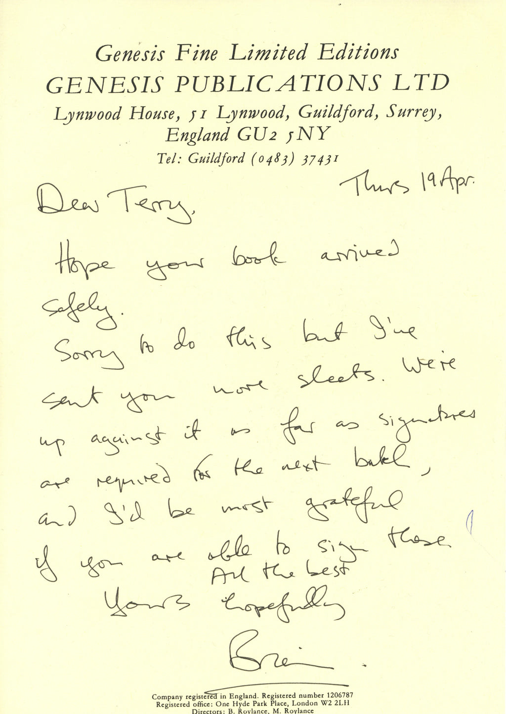 Genesis Publications "Blinds & Shutters" Contributor's Edition Terry Doran Collection