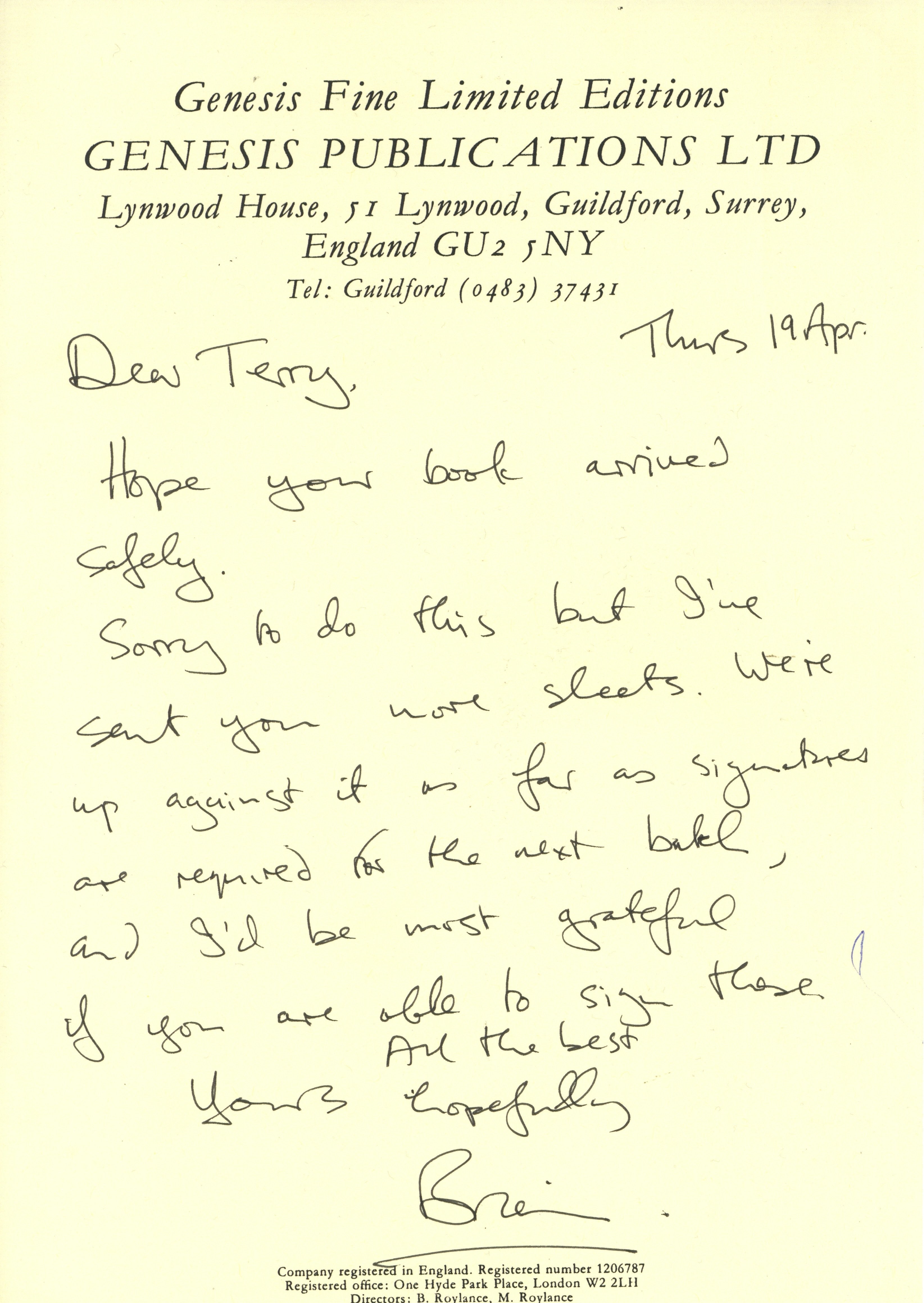 Genesis Publications "Blinds & Shutters" Contributor's Edition Terry Doran Collection