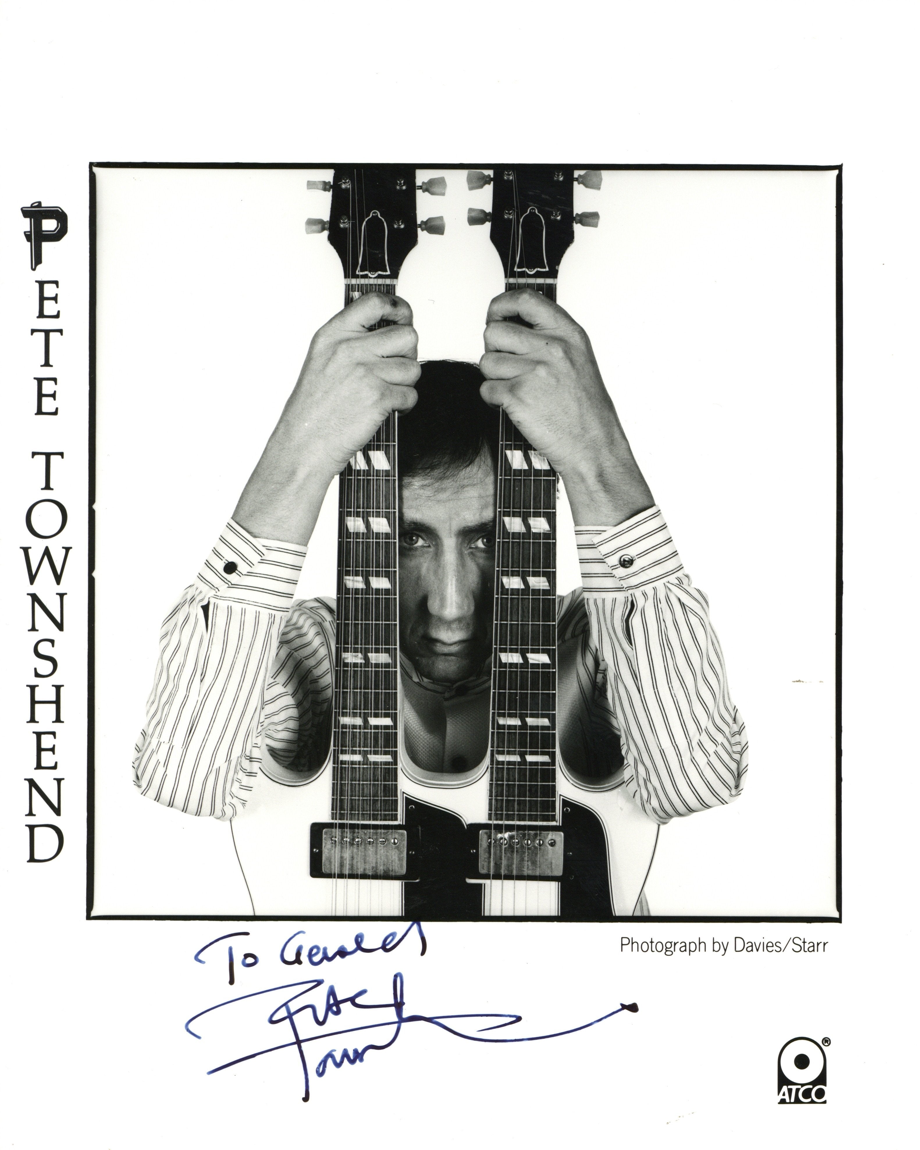 Pete Townshend signed promotional photograph