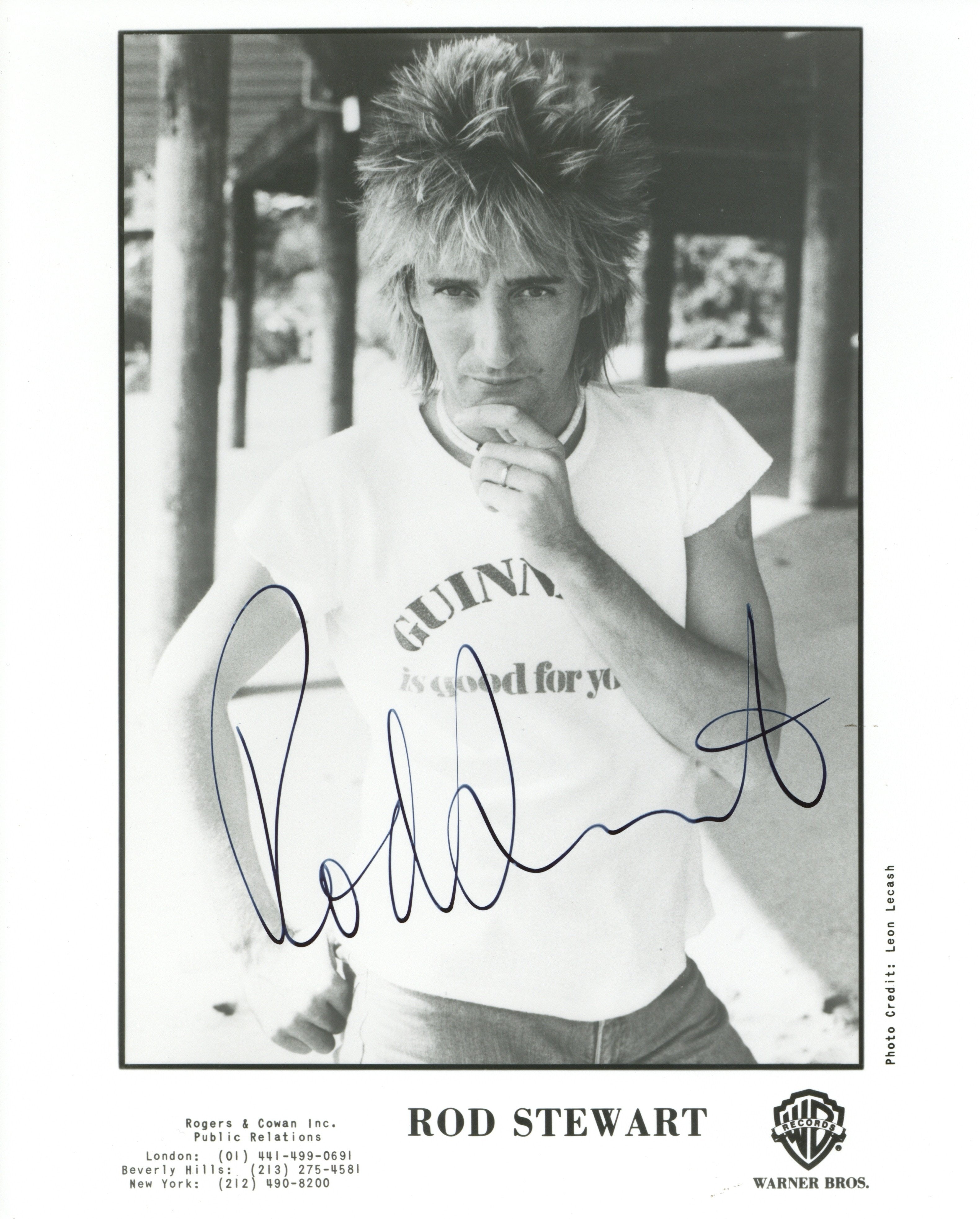Rod Stewart signed promotional photograph