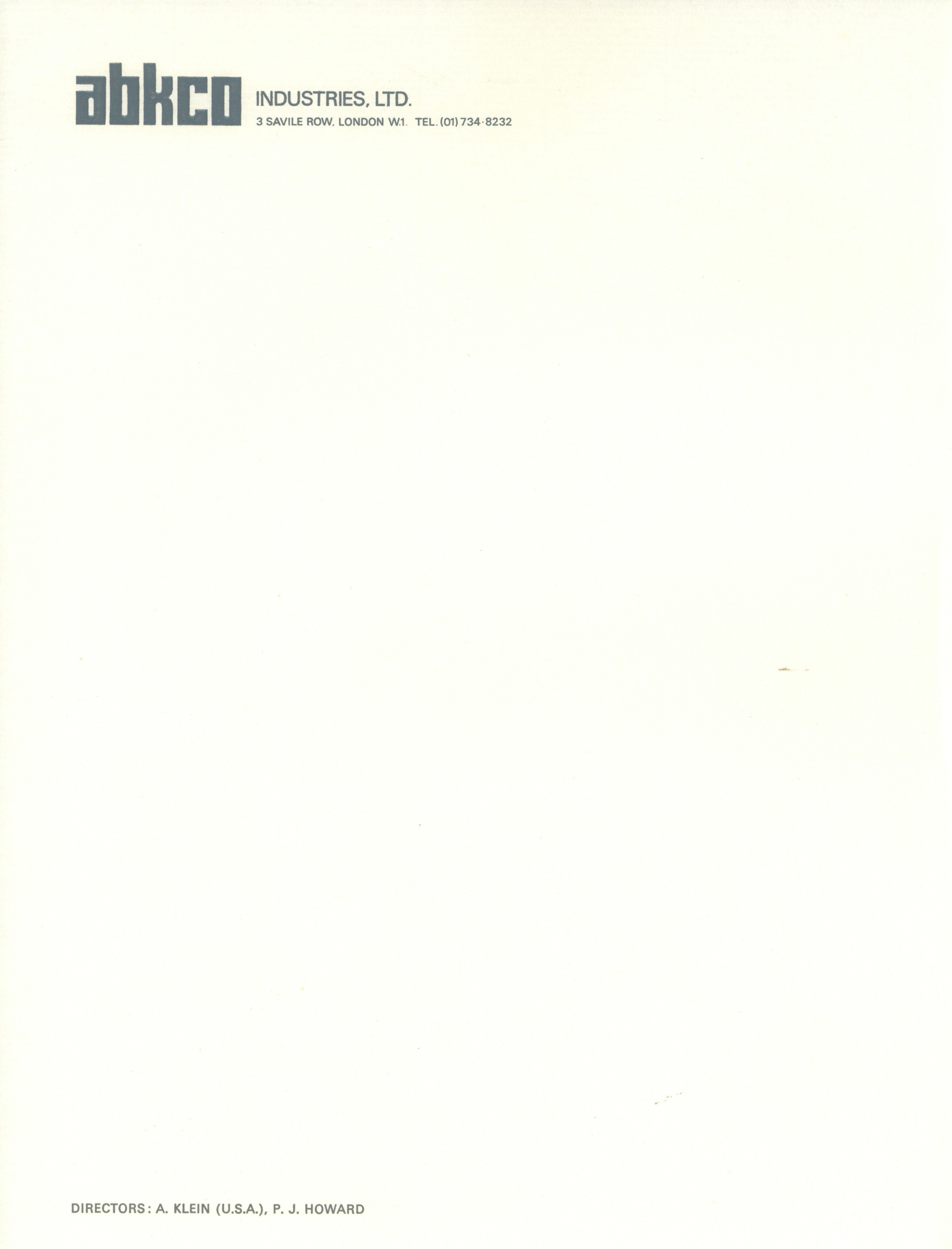 The Beatles Abkco Industries Ltd. Letterhead
