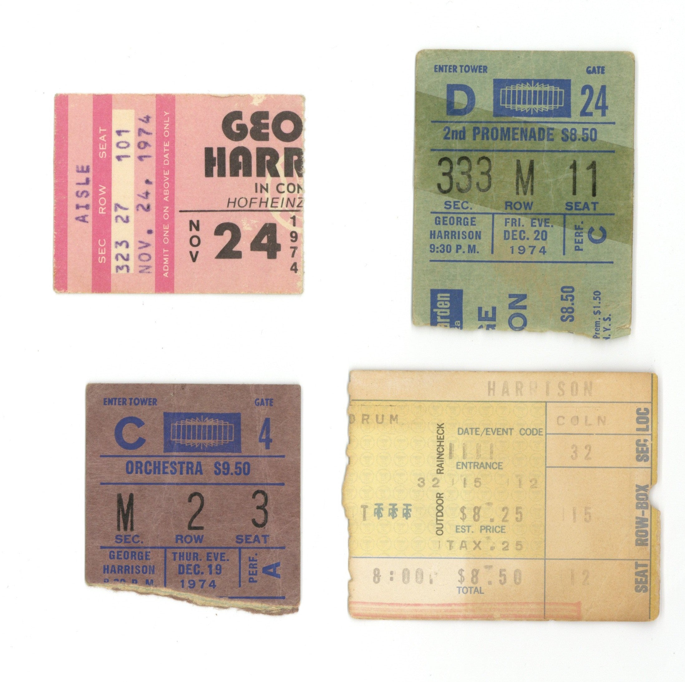 George Harrison ticket stub collection