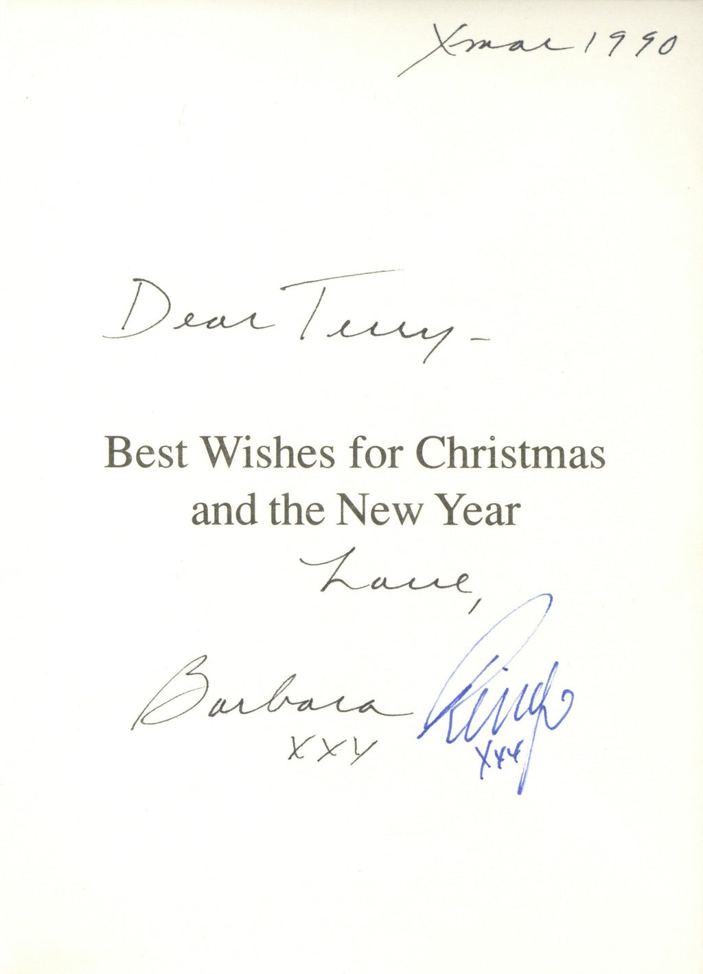 Ringo Starr and Barbara Bach signed Christmas Card