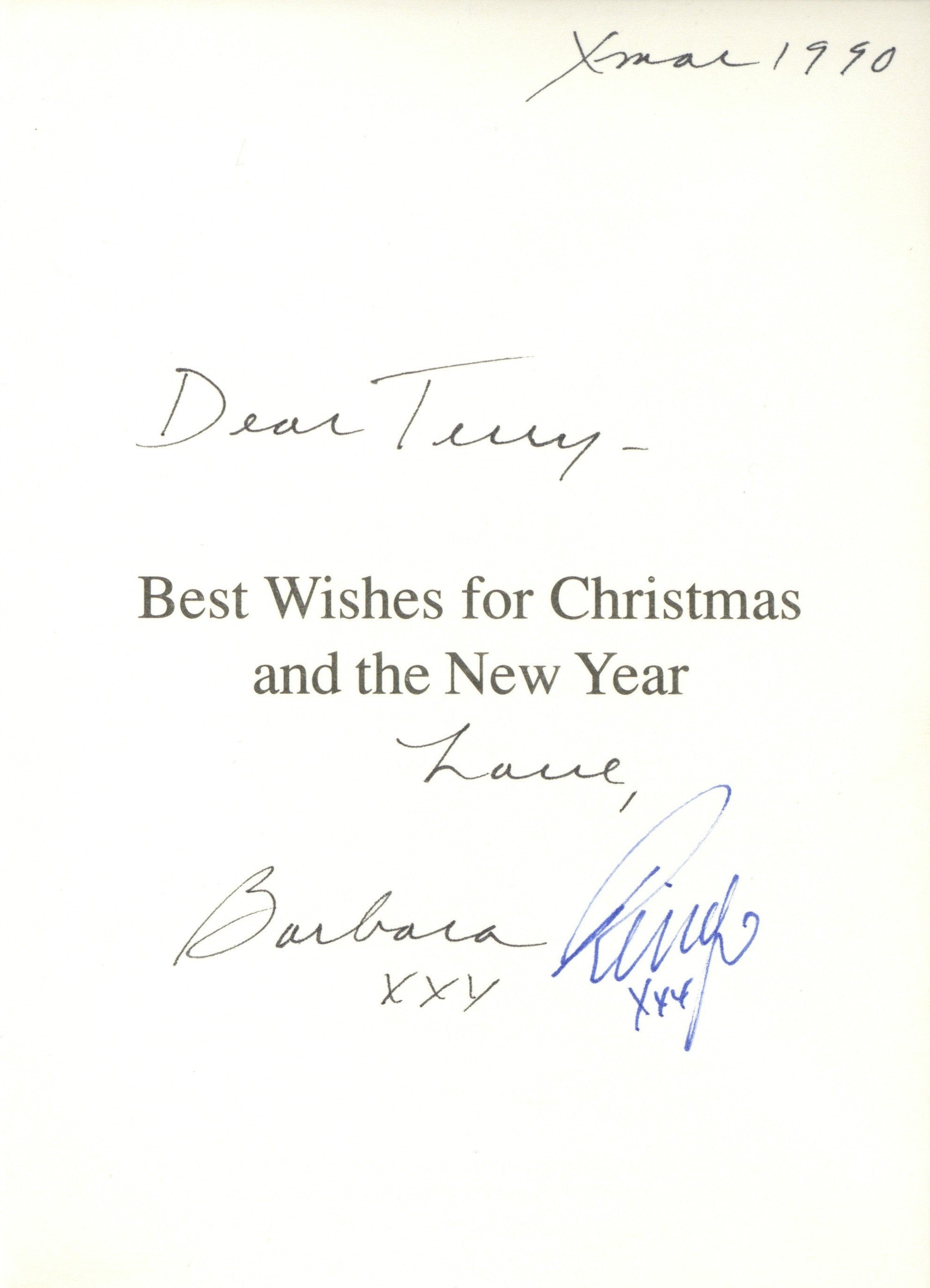 Ringo Starr and Barbara Bach signed Christmas Card