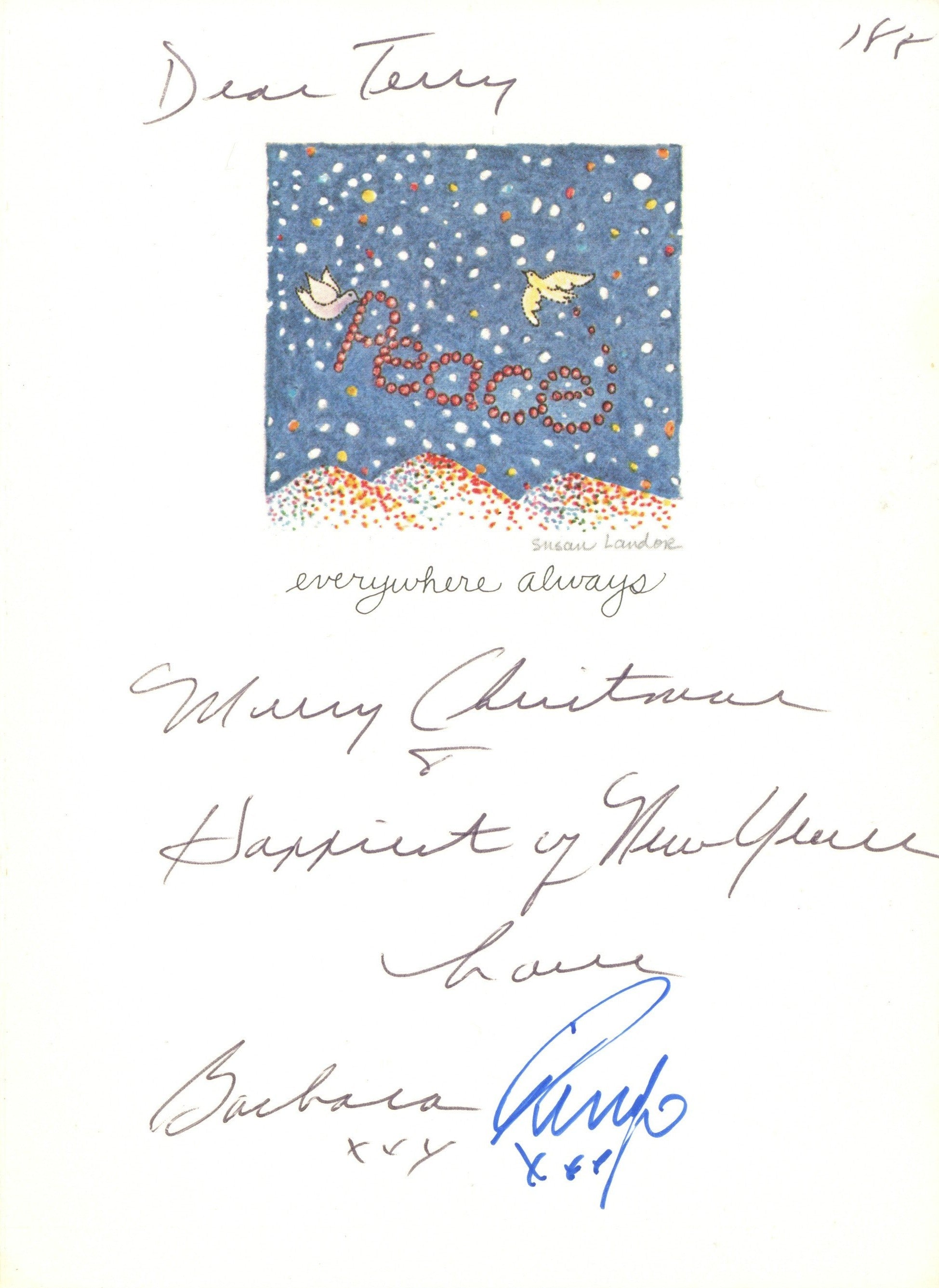 Ringo Starr and Barbara Bach signed Christmas Card