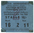 The Beatles Odeon Hammersmith Concert Ticket Stub 1965