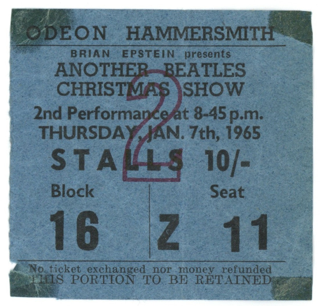 The Beatles Odeon Hammersmith Concert Ticket Stub 1965