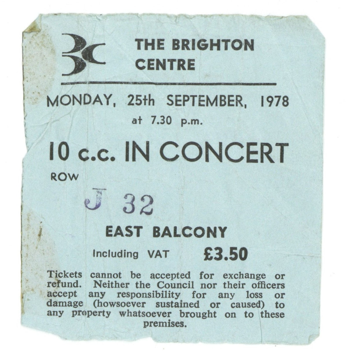 10cc Signed Official Tourist Guide Programme and Ticket Stub
