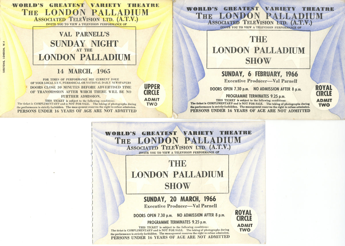Collection of London Palladium show Tickets 1965/1966