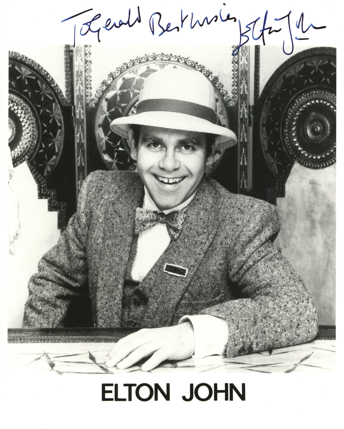 Elton John signed promotional photograph