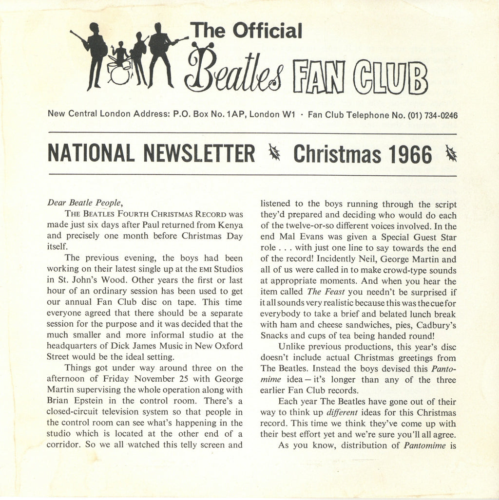 The Beatles "Pantomime: Everywhere It's Christmas" Flexi 1966