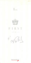 Cliff Richard Signed British Airways First Class menu Booklet
