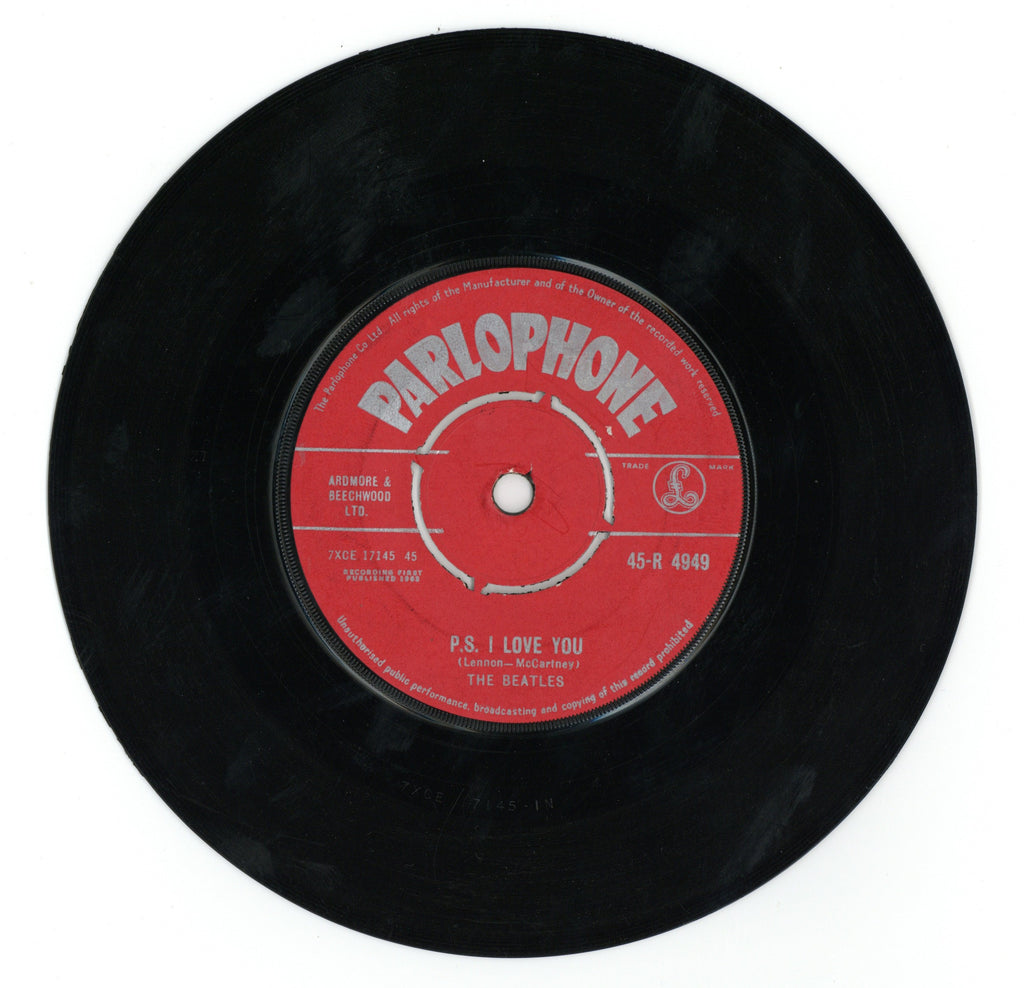 The Beatles Parlophone Love Me Do 7" Single No Made In GT. Britain text