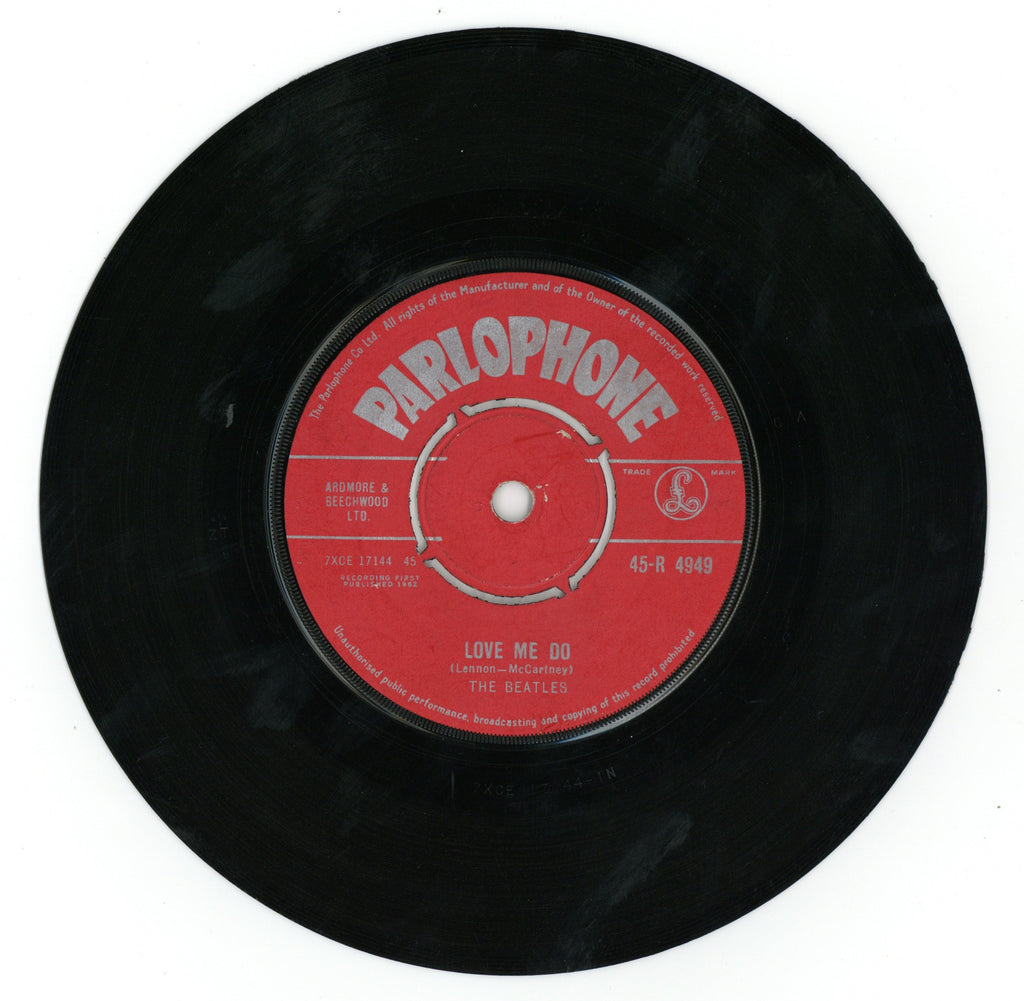 The Beatles Parlophone Love Me Do 7" Single No Made In GT. Britain text
