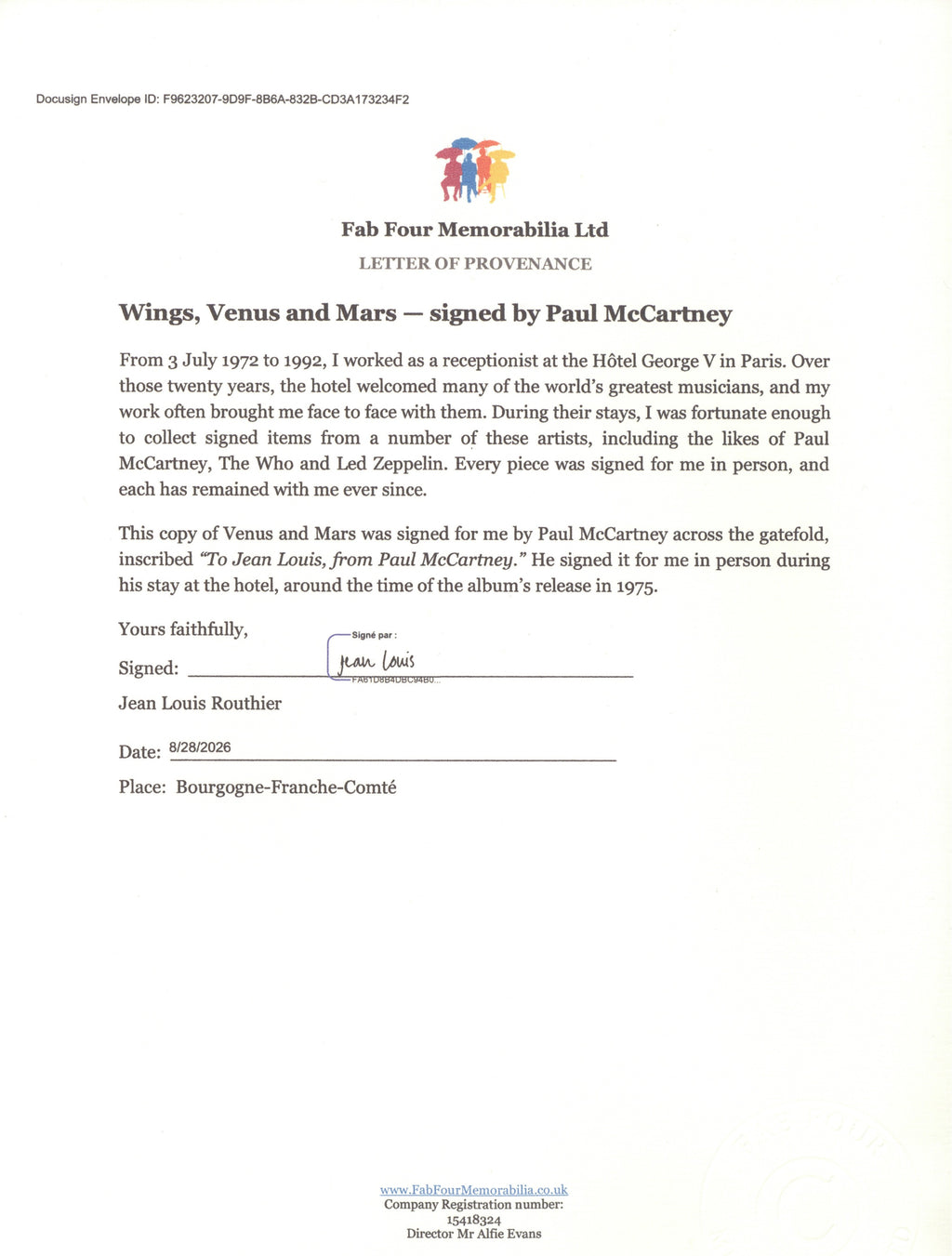 Paul McCartney and Geoff Emerick Signed “Venus and Mars”