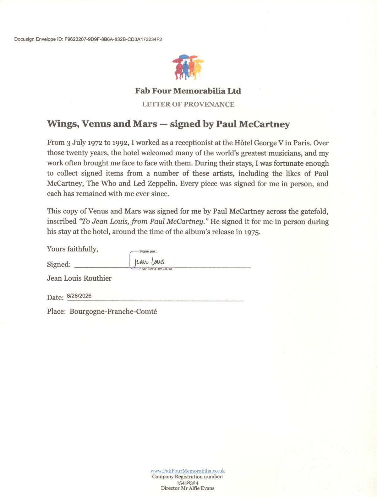Paul McCartney and Geoff Emerick Signed “Venus and Mars”