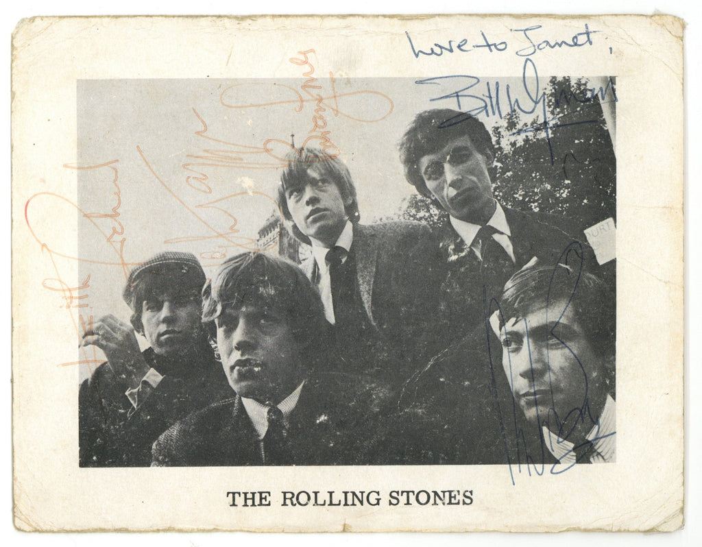 The Rolling Stones Signed Promo Card and ticket stub 1964