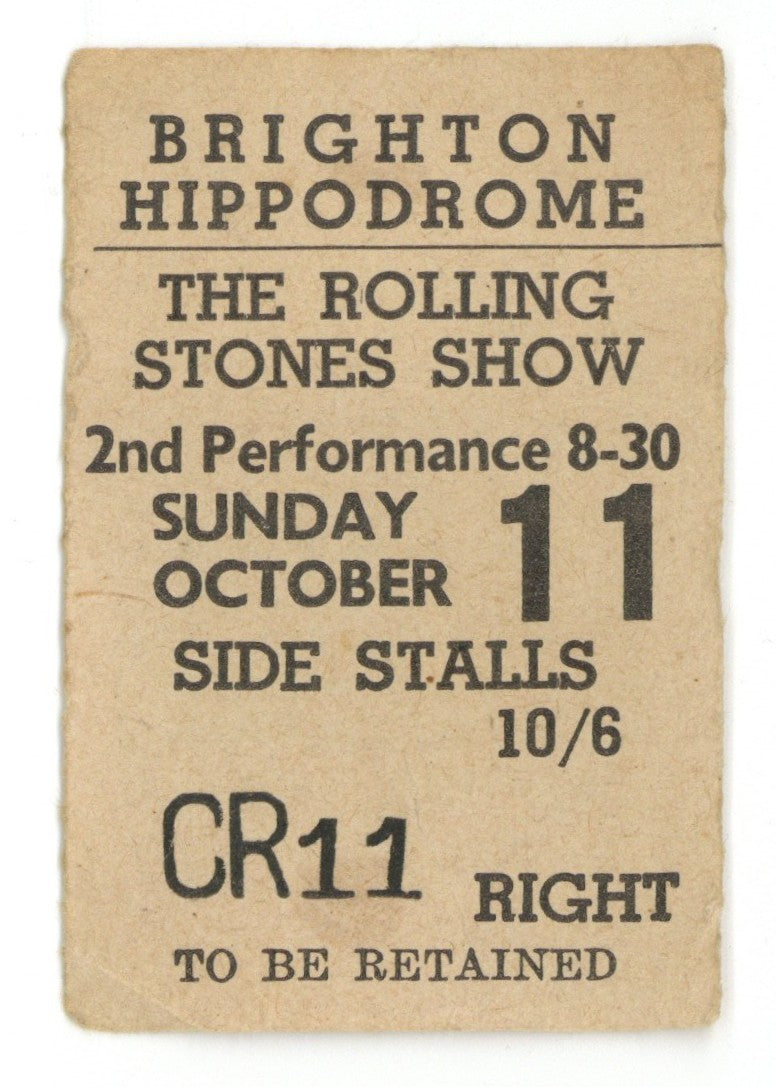 The Rolling Stones Signed Promo Card and ticket stub 1964