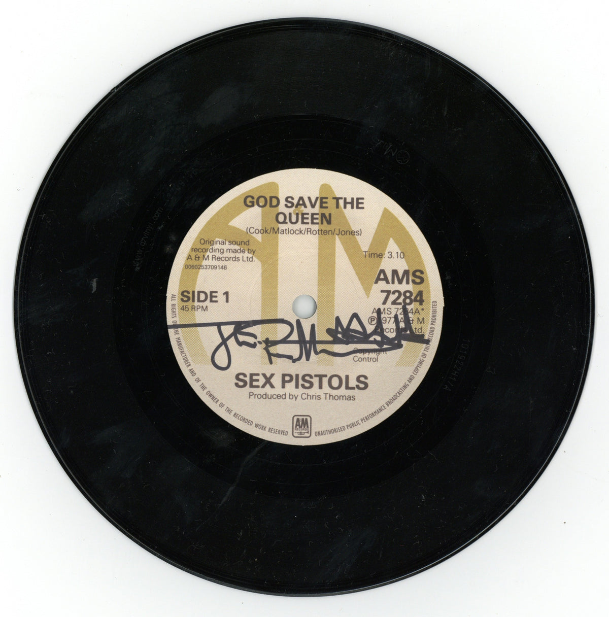 Sex Pistols “God Save The Queen” 2012 Reissue signed by John Lydon