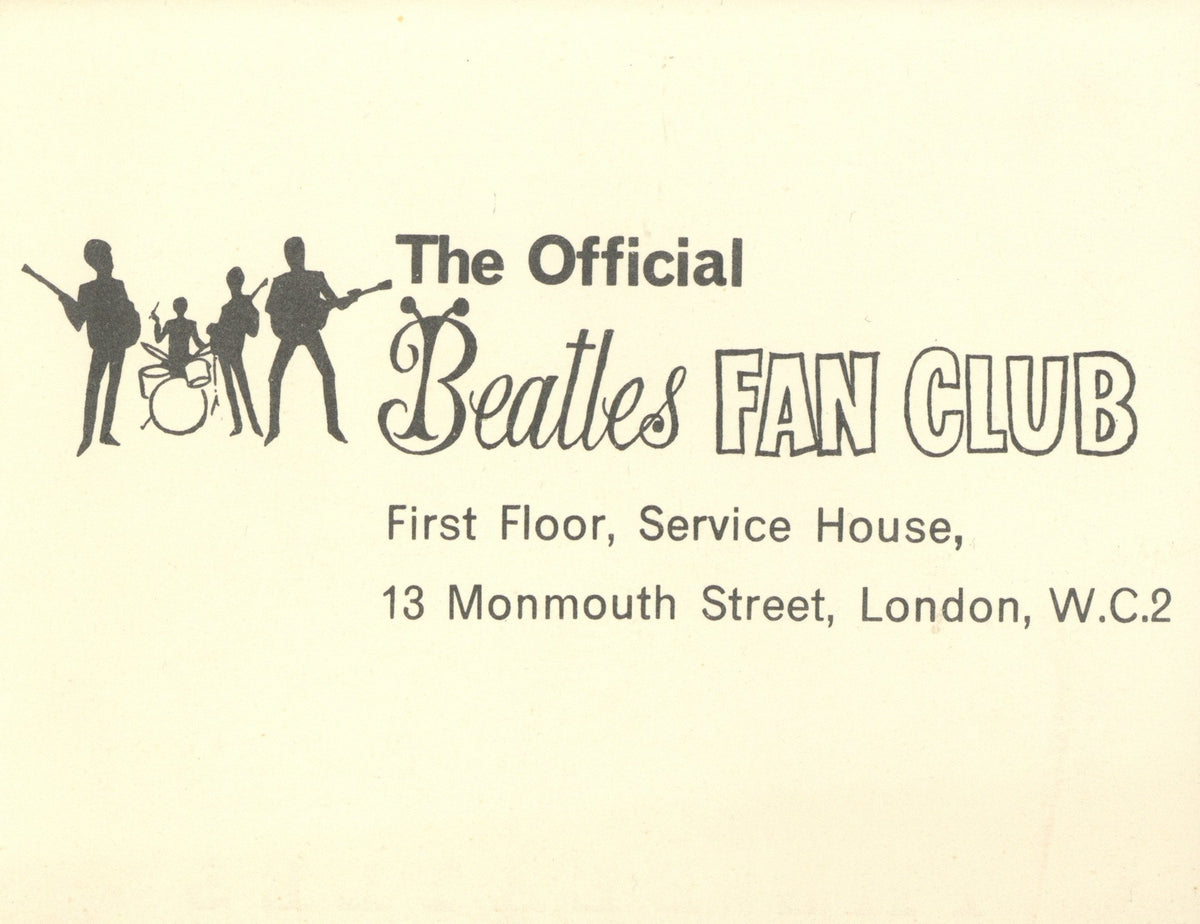 The Beatles Fan Club promotional photo card 1963