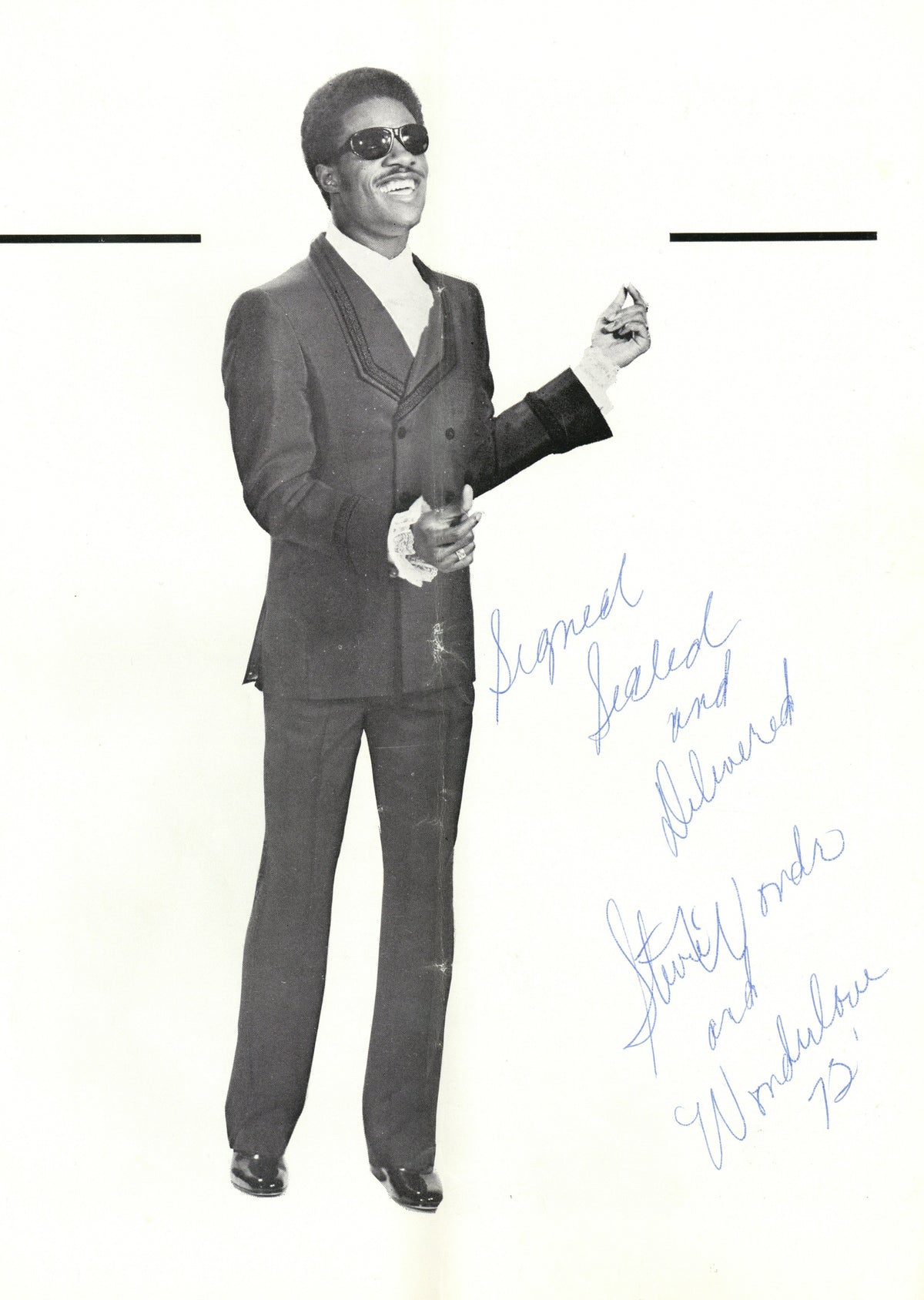 Stevie Wonder signed and inscribed British Concert Tour '72 programme