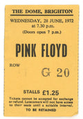 Pink Floyd The Dome Brighton Ticket Stub 1972