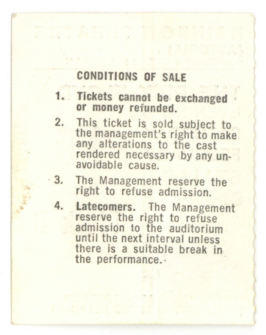 Pink Floyd Rainbow Theatre Ticket Stub 1972