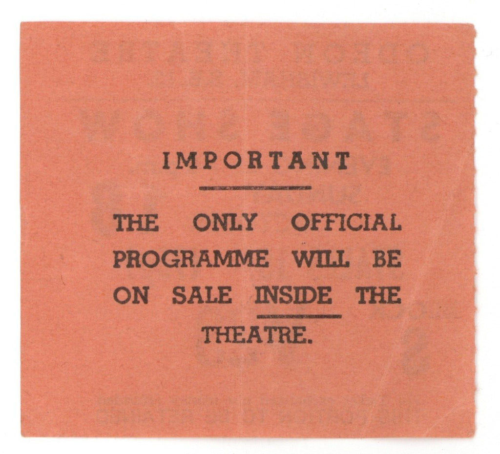 The Who Odeon Theatre Ticket Stub 1970