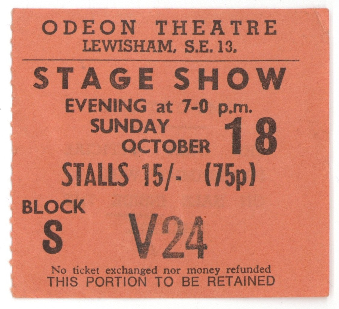 The Who Odeon Theatre Ticket Stub 1970