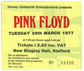 Pink Floyd New Bingley Hall ticket stub 1977