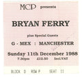 Bryan Ferry 1988 Used Concert ticket Manchester