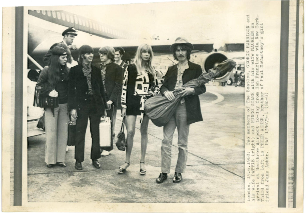 The Beatles Heathrow 1968 press photograph