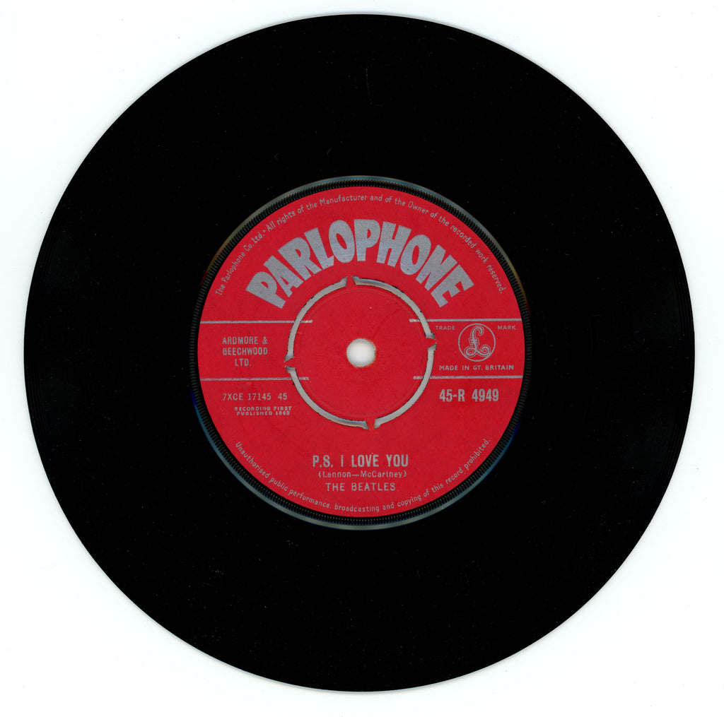 The Beatles Parlophone Love Me Do 7" Single Made In GT. Britain text