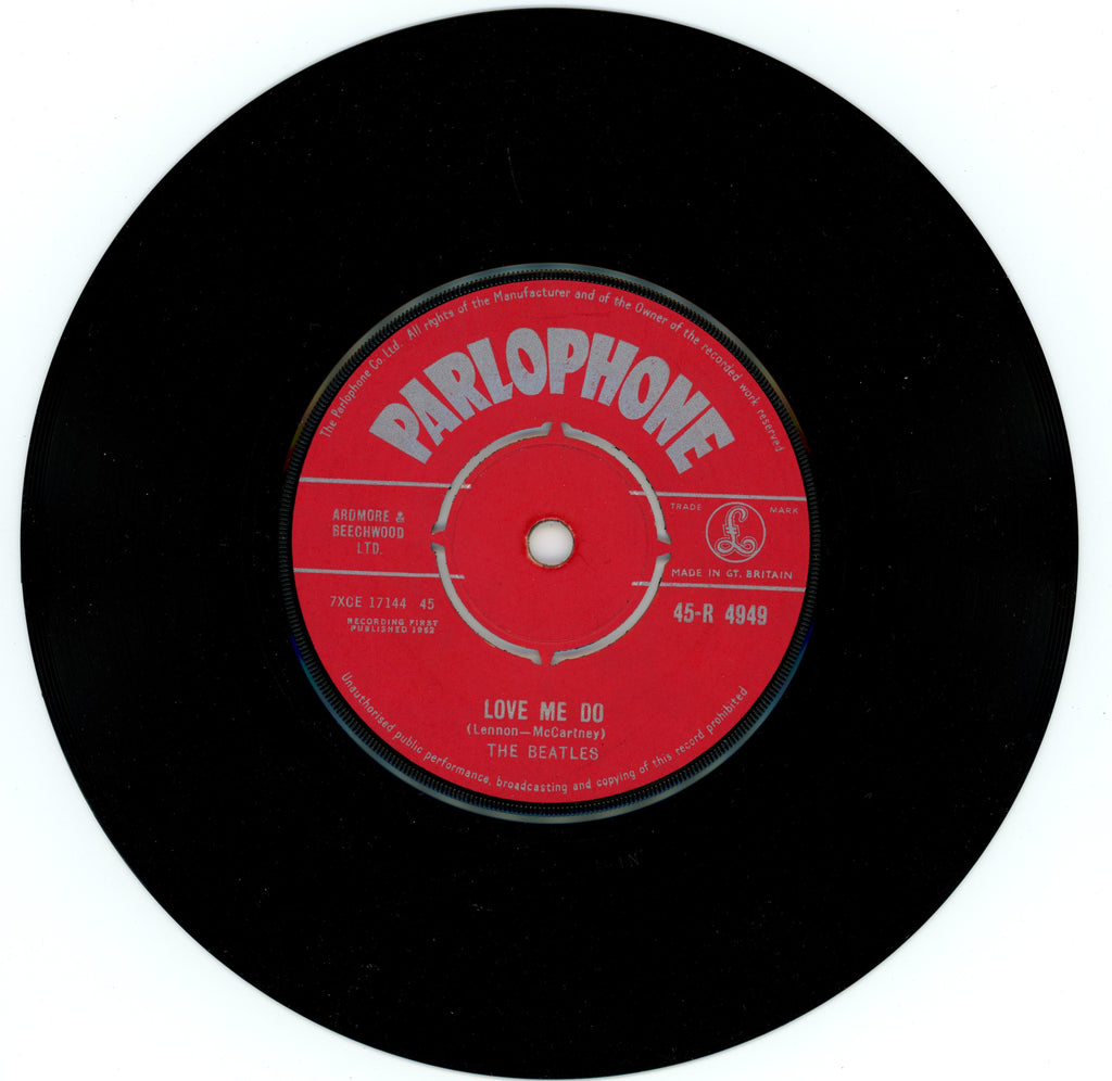 The Beatles Parlophone Love Me Do 7" Single Made In GT. Britain text
