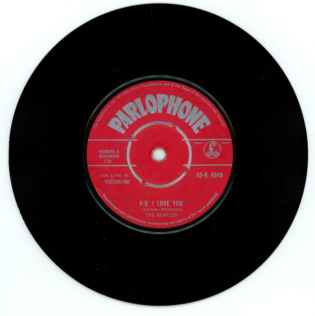 The Beatles Parlophone Love Me Do 7" Single No Made In GT. Britain text